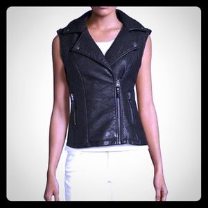 Max Studio Faux Leather Biker/Moto Vest